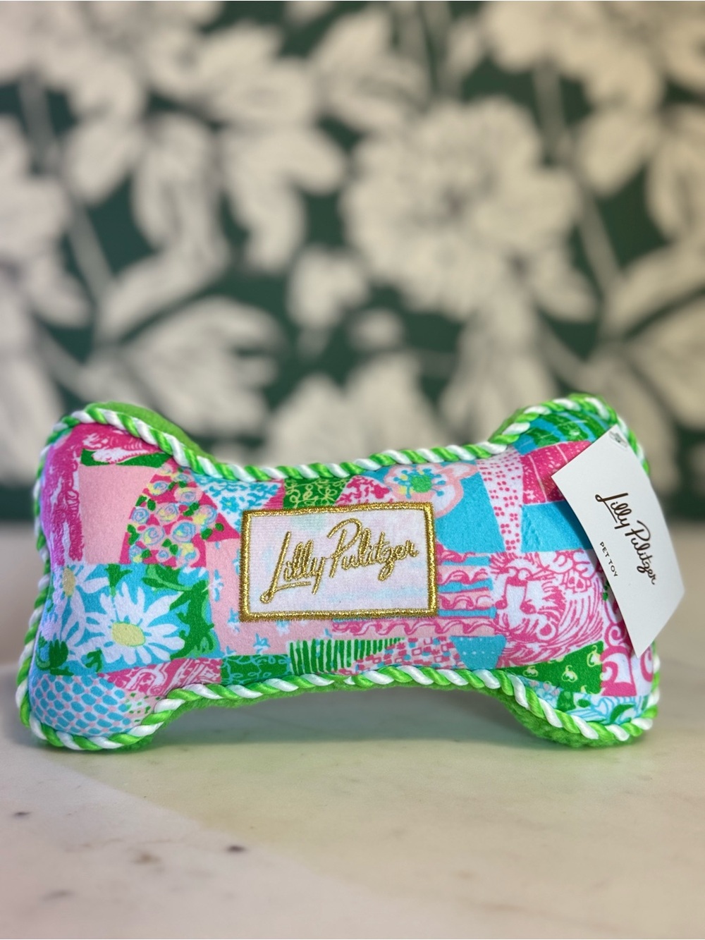 Lilly Pulitzer Pink Blue Green Patchwork Dog Toy NWT